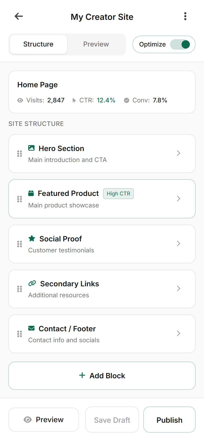 Site Builder preview